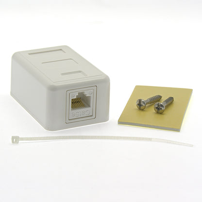 Cat.5E 1-Port Surfacemount Box White w/keystone Jack