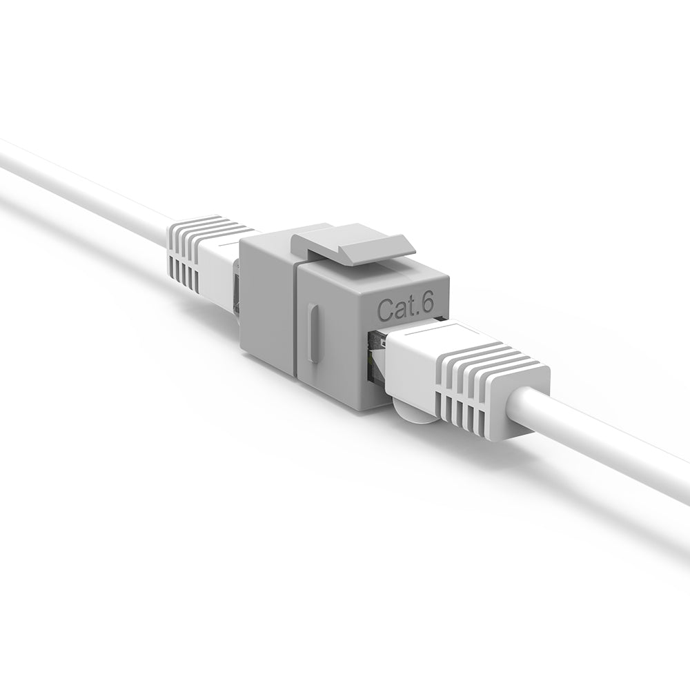 Cat.6 Inline Coupler w/Keystone Latch Gray