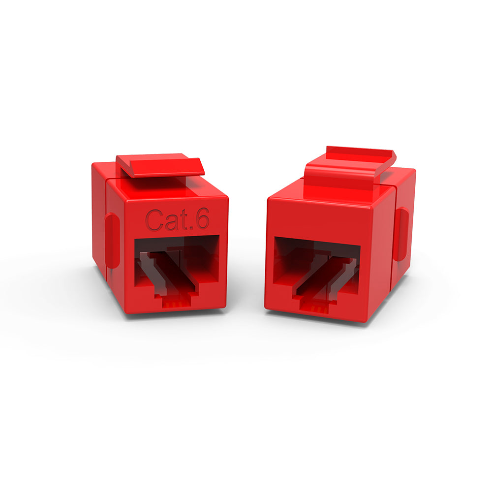 Cat.6 Inline Coupler w/Keystone Latch Red