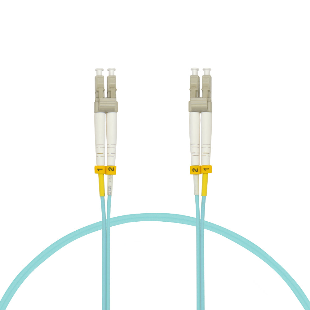30m LC/UPC-LC/UPC OM3 Multimode Duplex OFNR 2.0mm Aqua Fiber Optic Patch Cable