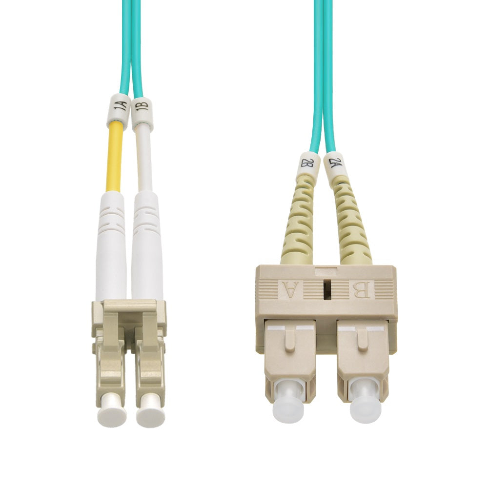 1m LC/UPC-SC/UPC OM3 Multimode Duplex OFNR 2.0mm Aqua Fiber Optic Patch Cable