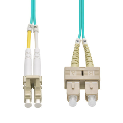 1m LC/UPC-SC/UPC OM3 Multimode Duplex OFNR 2.0mm Aqua Fiber Optic Patch Cable