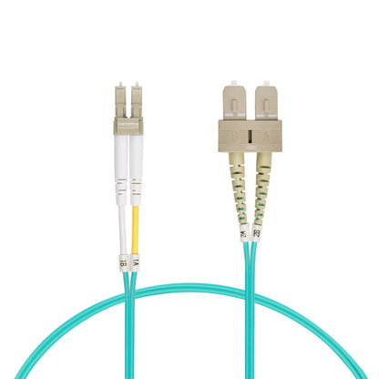 1m LC/UPC-SC/UPC OM3 Multimode Duplex OFNR 2.0mm Aqua Fiber Optic Patch Cable