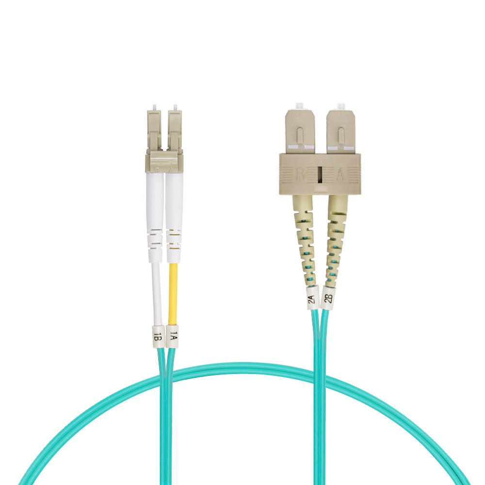 1m LC/UPC-SC/UPC OM3 Multimode Duplex OFNR 2.0mm Aqua Fiber Optic Patch Cable