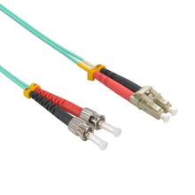 2m LC/UPC-ST/UPC OM3 Multimode Duplex OFNR 2.0mm Aqua Fiber Optic Patch Cable