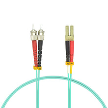 2m LC/UPC-ST/UPC OM3 Multimode Duplex OFNR 2.0mm Aqua Fiber Optic Patch Cable