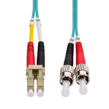 1m LC/UPC-ST/UPC OM3 Multimode Duplex OFNR 2.0mm Aqua Fiber Optic Patch Cable