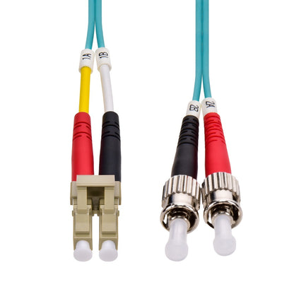 1m LC/UPC-ST/UPC OM3 Multimode Duplex OFNR 2.0mm Aqua Fiber Optic Patch Cable