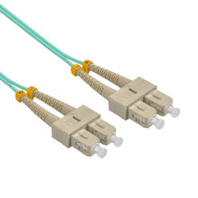 5m SC/UPC SC/UPC OM4 Multimode Duplex Aqua Fiber Optic Patch Cable