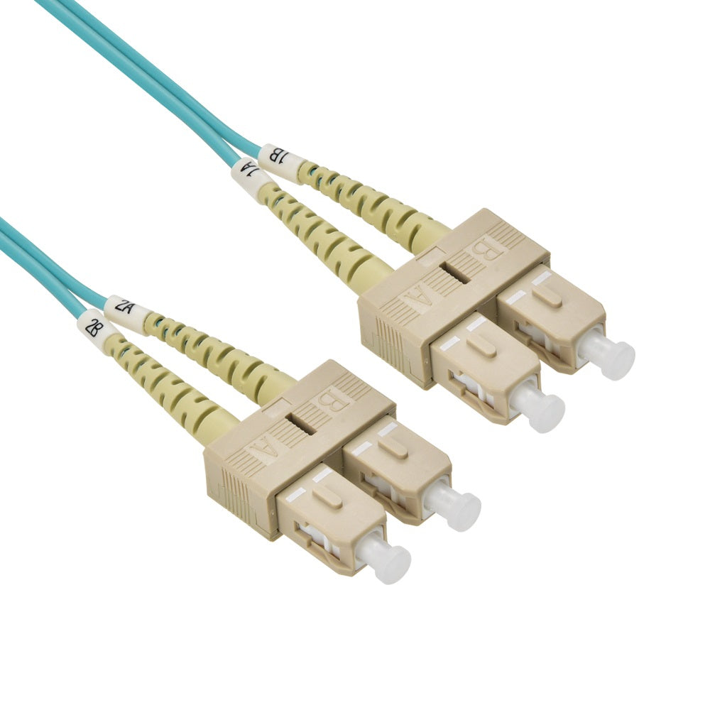 1m SC/UPC-SC/UPC OM3 Multimode Duplex OFNR 2.0mm Aqua Fiber Optic Patch Cable