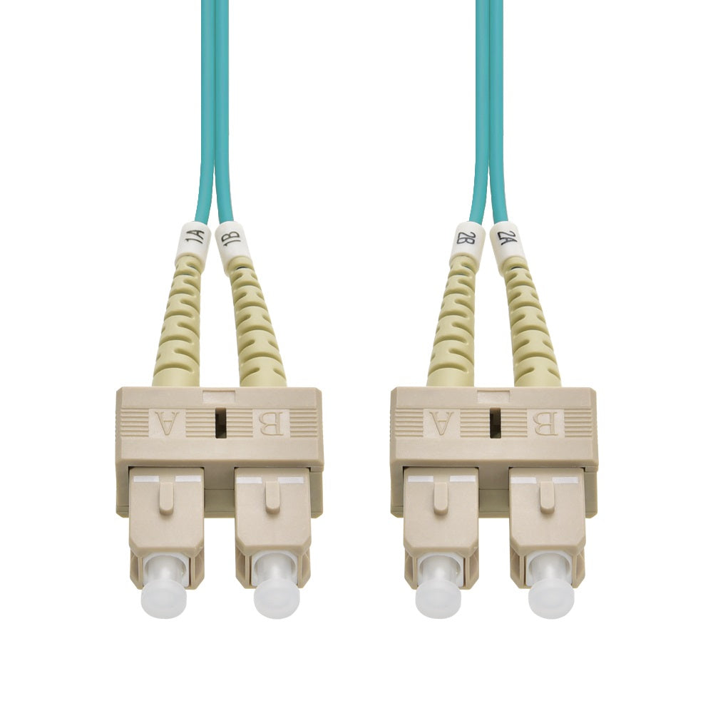 1m SC/UPC-SC/UPC OM3 Multimode Duplex OFNR 2.0mm Aqua Fiber Optic Patch Cable