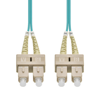1m SC/UPC-SC/UPC OM3 Multimode Duplex OFNR 2.0mm Aqua Fiber Optic Patch Cable