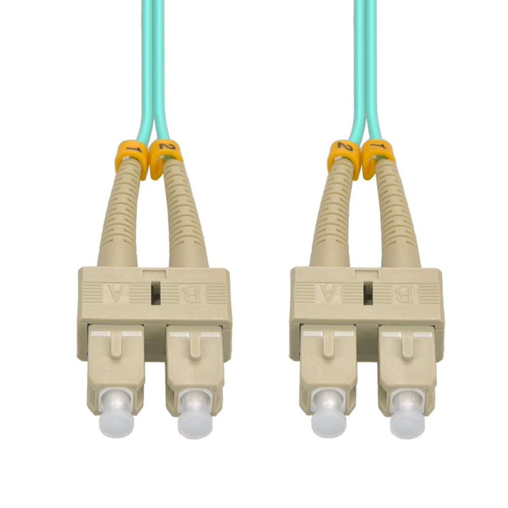 1m SC/UPC SC/UPC OM4 Multimode Duplex Aqua Fiber Optic Patch Cable