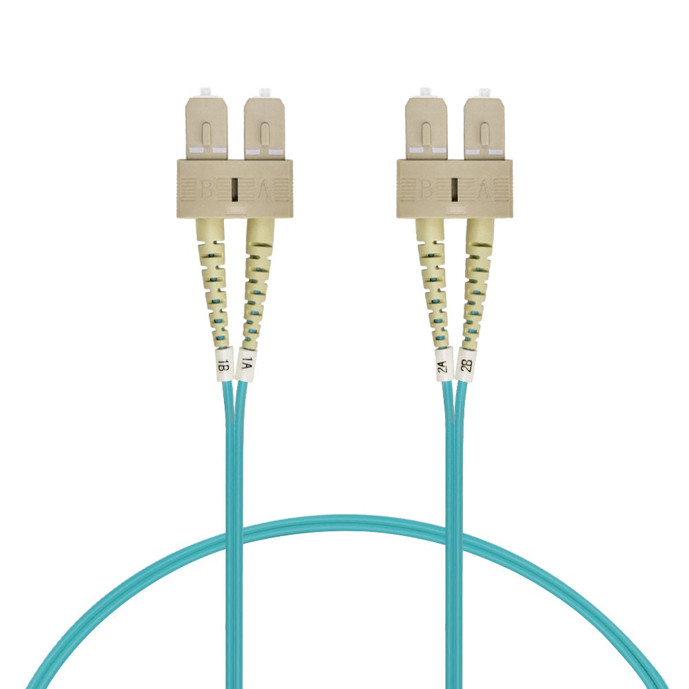 1m SC/UPC-SC/UPC OM3 Multimode Duplex OFNR 2.0mm Aqua Fiber Optic Patch Cable