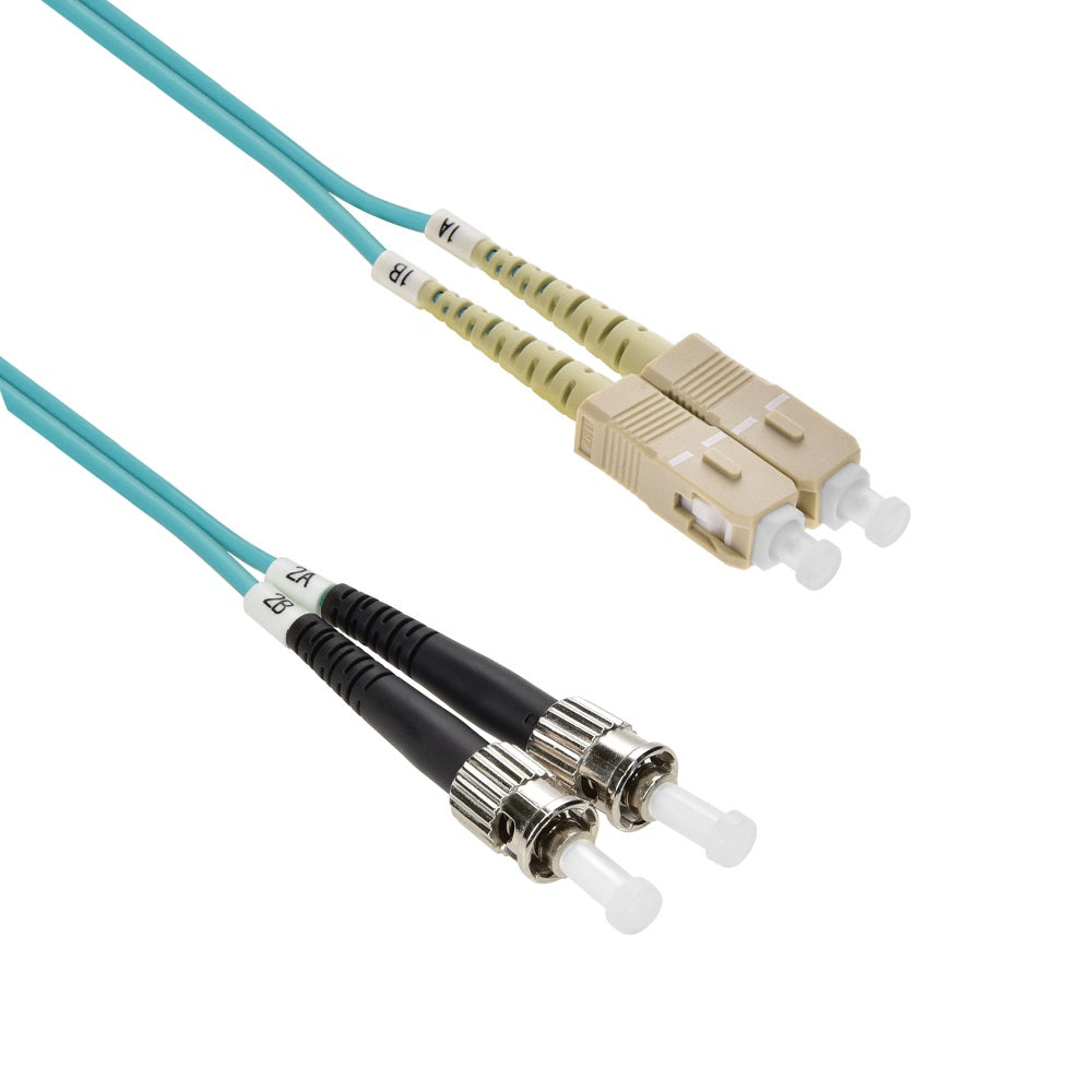 2m SC/UPC ST/UPC OM3 Multimode Duplex Aqua Fiber Optic Patch Cable