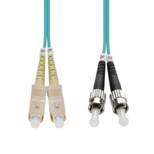 1m SC/UPC-ST/UPC OM3 Multimode Duplex OFNR Aqua Fiber Optic Patch Cable