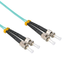 5m ST/UPC-ST/UPC OM3 Multimode Duplex Aqua Fiber Optic Patch Cable