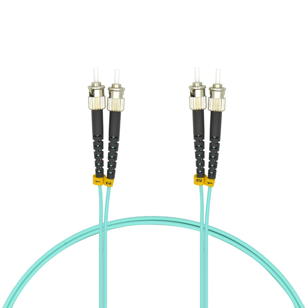 2m ST/UPC ST/UPC OM3 Multimode Duplex  OFNR 2.0mm Aqua Fiber Optic Patch Cable