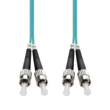 1m ST/UPC-ST/UPC OM3 Multimode Duplex  OFNR 2.0mm Aqua Fiber Optic Patch Cable