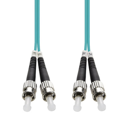 1m ST/UPC-ST/UPC OM3 Multimode Duplex  OFNR 2.0mm Aqua Fiber Optic Patch Cable