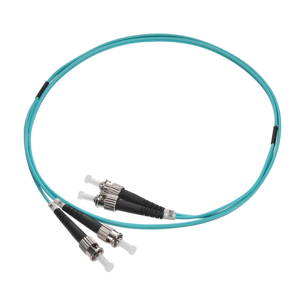 1m ST/UPC-ST/UPC OM3 Multimode Duplex  OFNR 2.0mm Aqua Fiber Optic Patch Cable