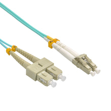 7m LC/UPC SC/UPC OM4 Multimode Duplex Aqua Fiber Optic Patch Cable