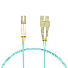 10m LC/UPC SC/UPC OM4 Multimode Duplex OFNR 2.0mm Aqua Fiber Optic Patch Cable