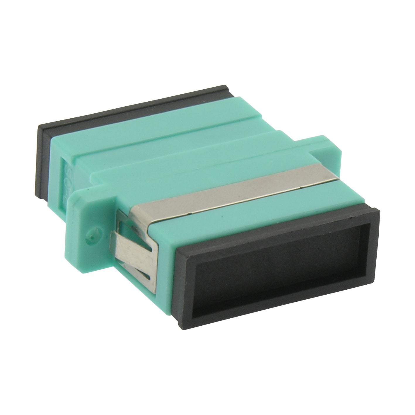 SC/UPC Multimode Duplex Fiber Optic Coupler with Flange, Aqua