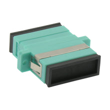 SC/UPC Multimode Duplex Fiber Optic Coupler with Flange, Aqua
