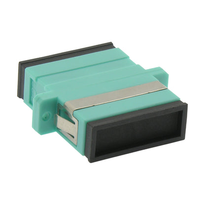SC/UPC Multimode Duplex Fiber Optic Coupler with Flange, Aqua