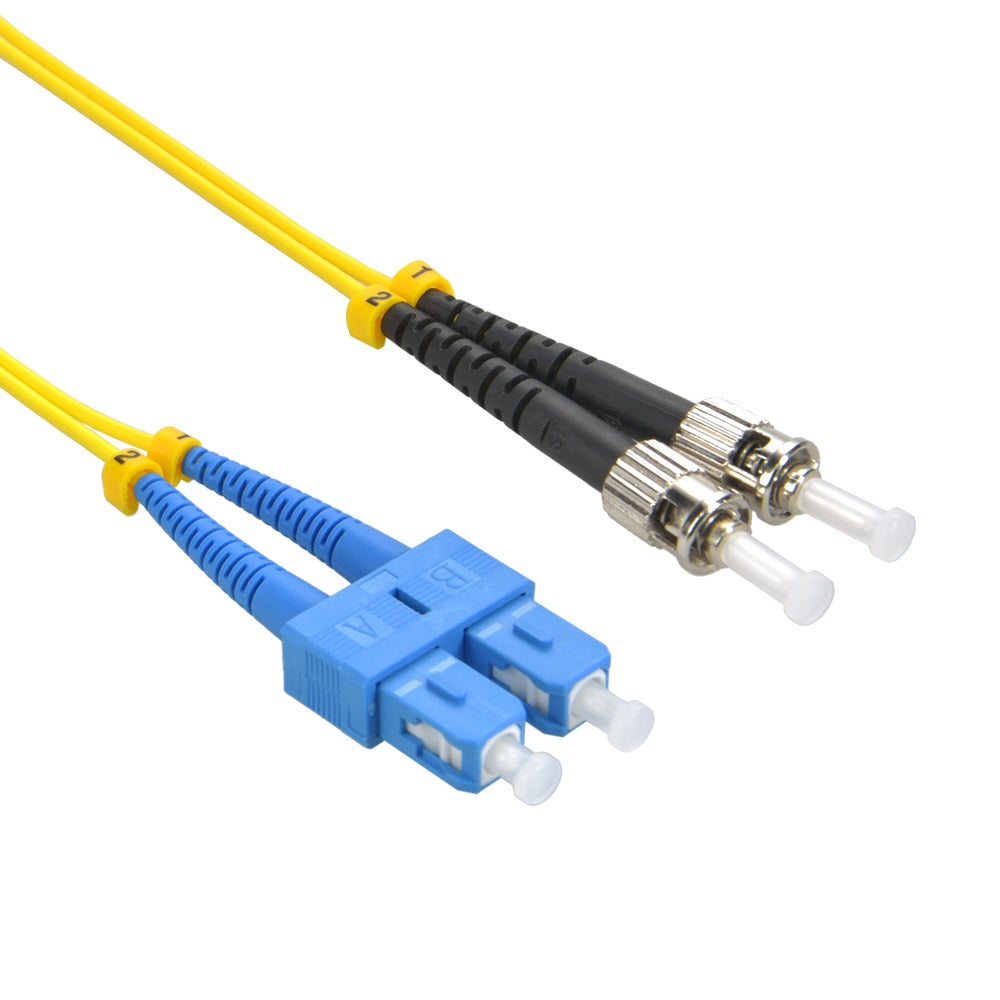 3m ST/UPC-SC/UPC Singlemode Duplex OFNR 2.0mm Fiber Optic Patch Cable