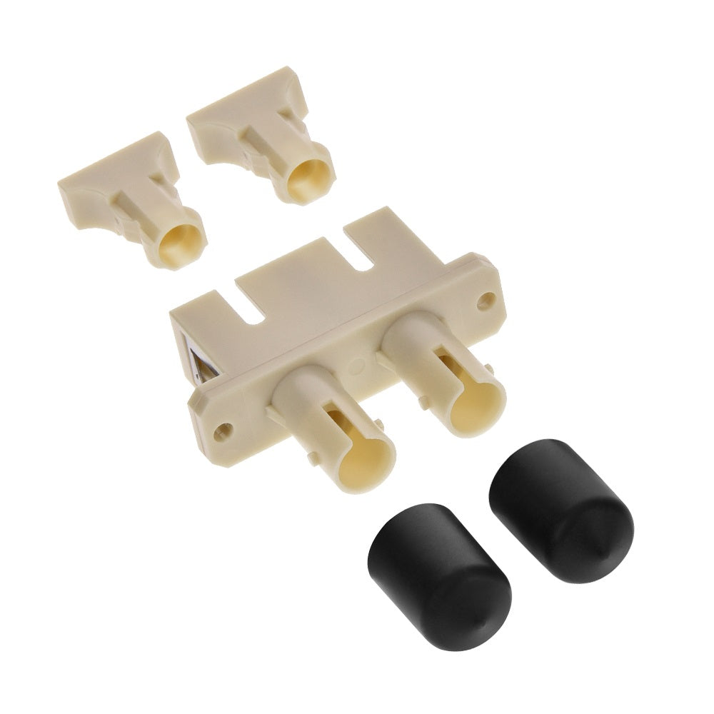 ST-SC Multimode Duplex Fiber Optic Adapter with Flange, Beig