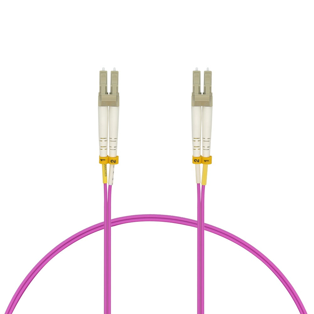 1.5m LC/UPC-LC/UPC OM4 Multimode Duplex Erika OFNR 2.0mm  Violet Fiber Optic Patch Cable