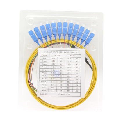 3m 12-Fiber SC/UPC Singlemode Flat Ribbon Pigtail Yellow