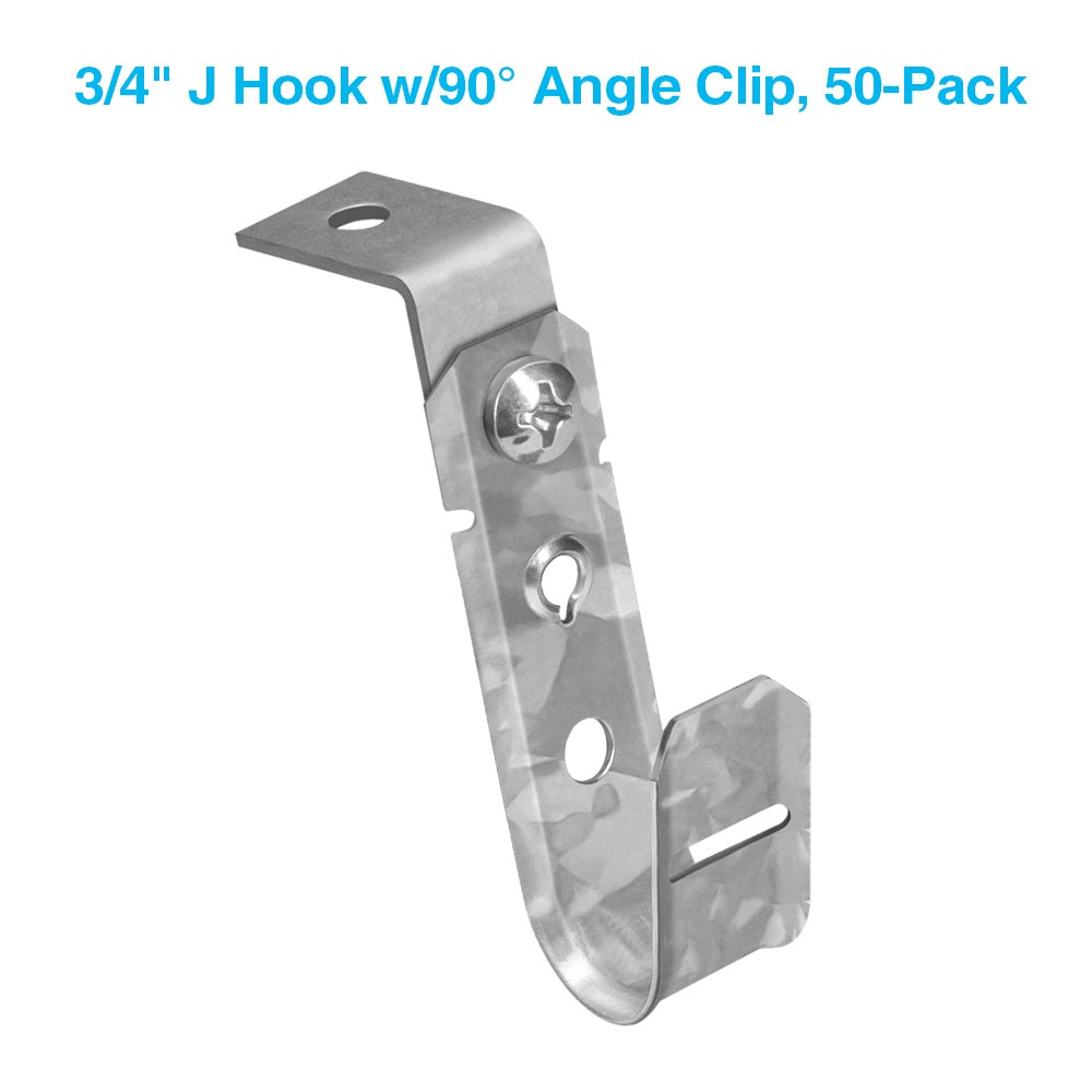 3/4" Ceiling Mount J Hook, 50-Pack