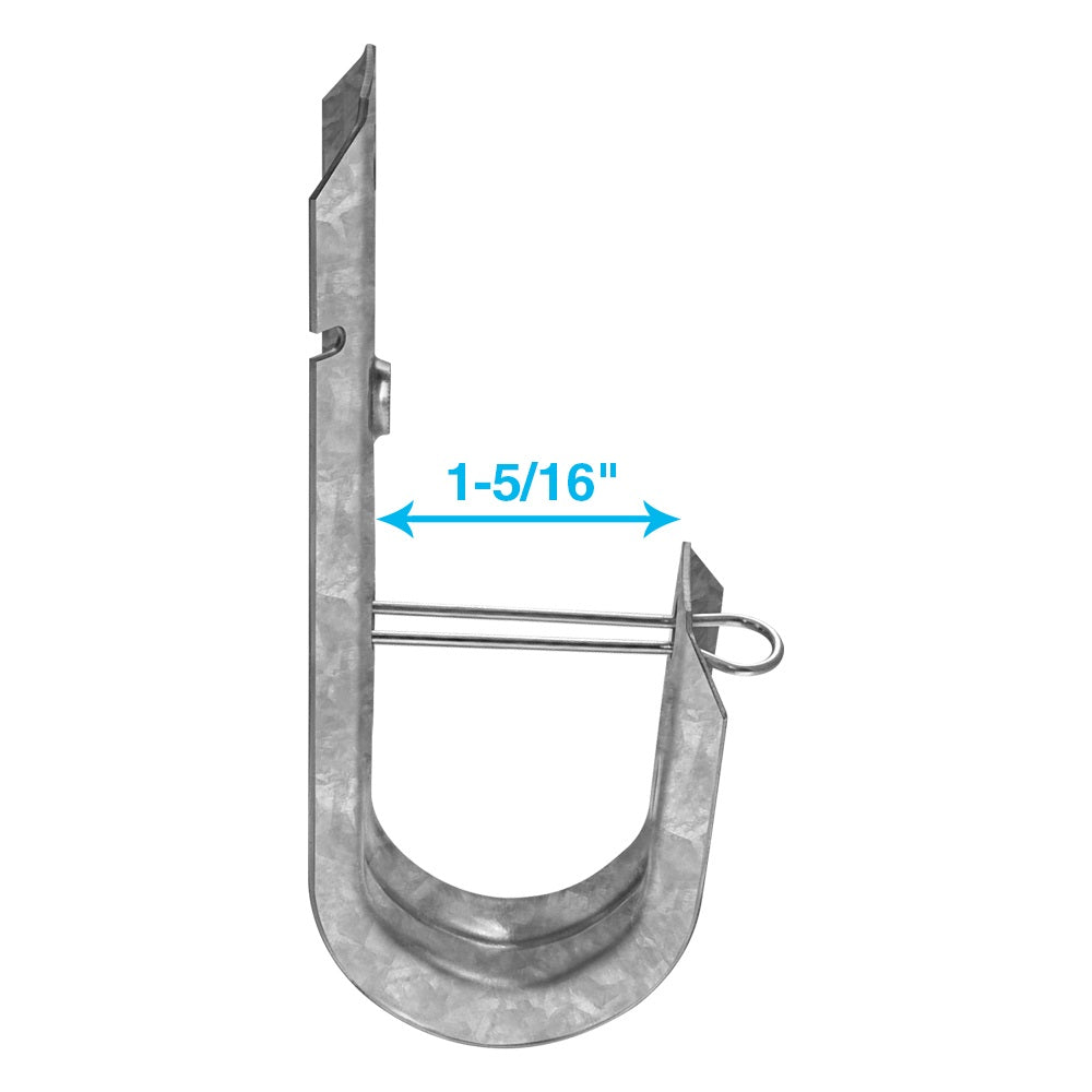 1-5/16" Wallmount J Hook with Retaining Clip, 50-Pack