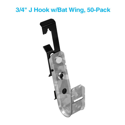 3/4" Bat Wing J Hook, 50-Pack