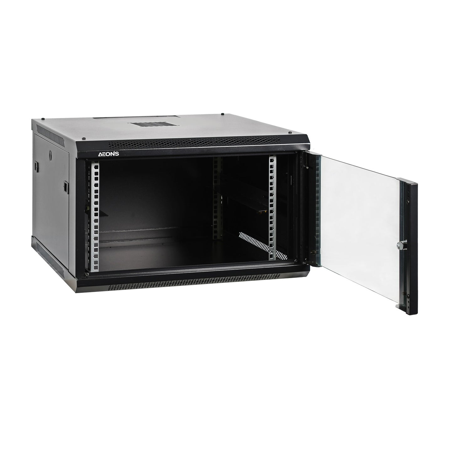 6U 19" Wall-Mount Rack Cabinet, Glass Door 21.4" Depth, Flat Box