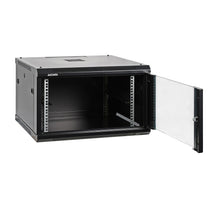 6U 19" Wall-Mount Rack Cabinet, Glass Door 21.4" Depth, Flat Box