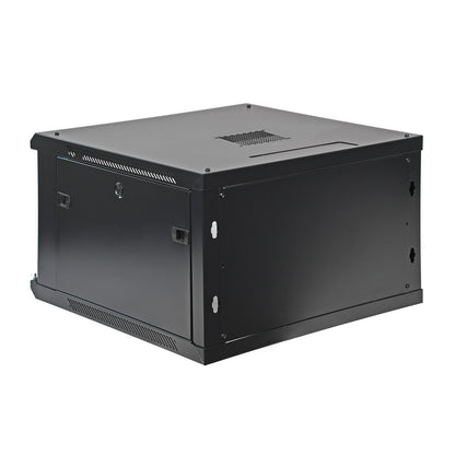 6U 19" Wall-Mount Rack Cabinet, Glass Door 21.4" Depth, Flat Box