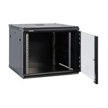 9U 19" Wall-Mount Rack Cabinet, Glass Door 21.4" Depth, Flat Box