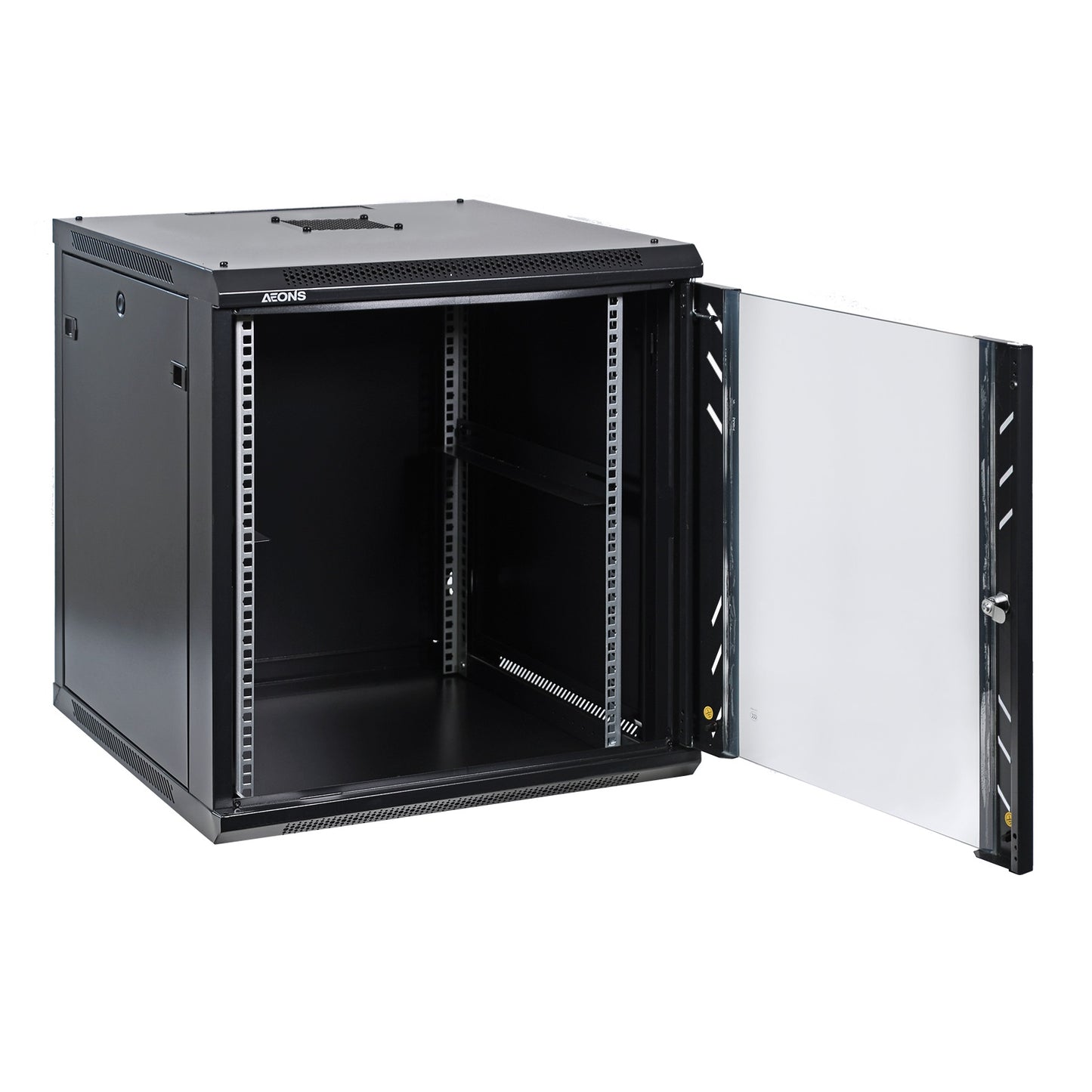 12U 19" Wall-Mount Rack Cabinet, Glass Door 21.4" Depth, Flat Box