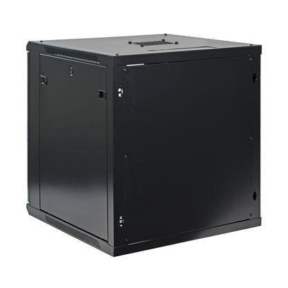 12U 19" Wall-Mount Rack Cabinet, Glass Door 21.4" Depth, Flat Box
