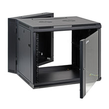 9U 19" Wall-Mount Cabinet Rear Hinged Swing-Out, Glass Door 21.7" Depth Pre-Assembled
