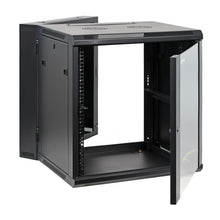 12U 19" Wall-Mount Cabinet Rear Hinged Swing-Out, Glass Door 21.7" Depth Pre-Assembled