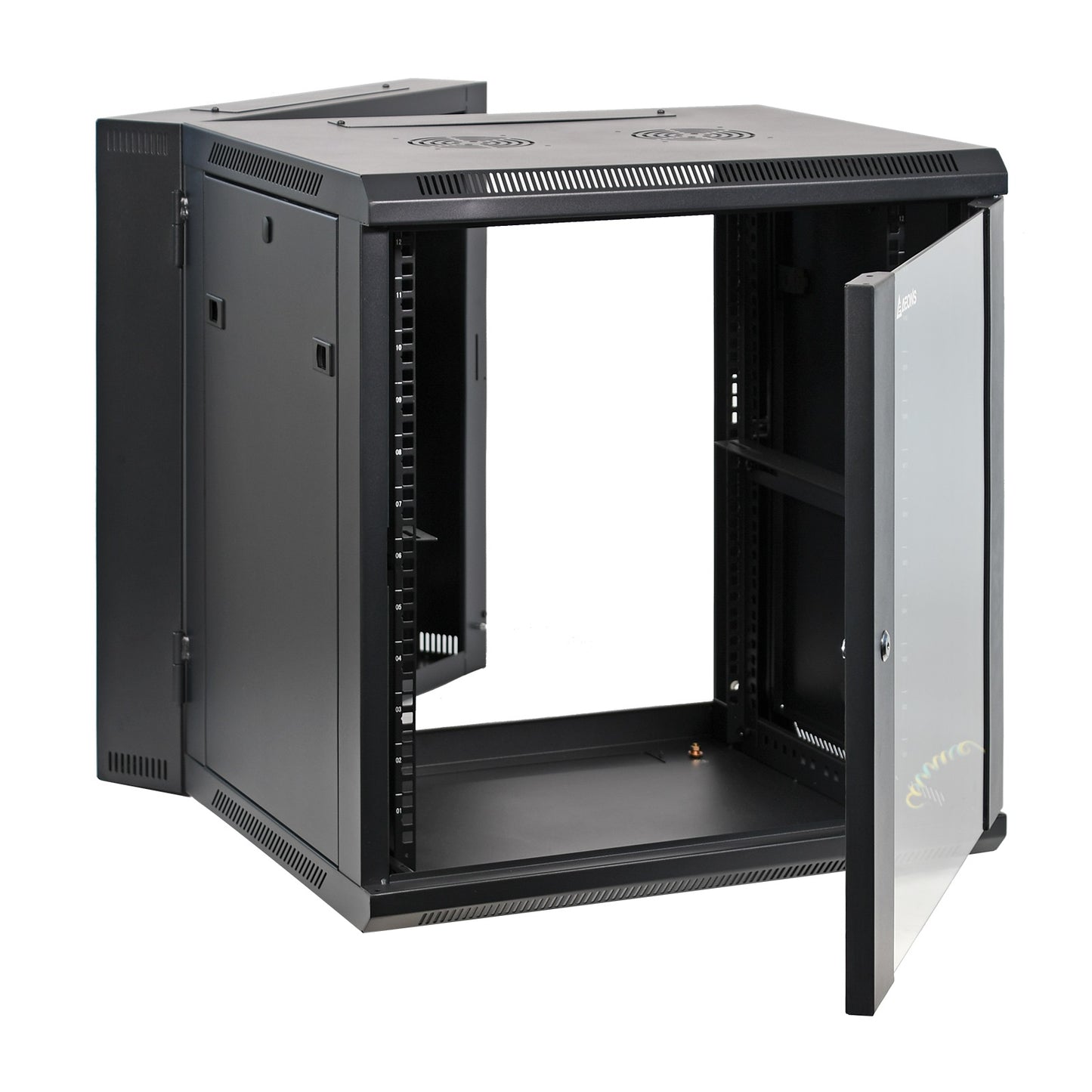 12U 19" Wall-Mount Cabinet Rear Hinged Swing-Out, Glass Door 21.7" Depth Pre-Assembled