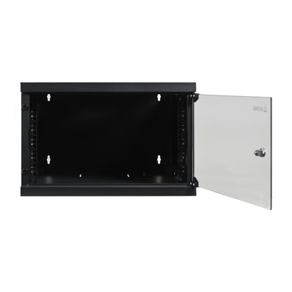 6U Wall-Mount Rack Cabinet, 24" Depth, Glass Door Pre-Assembled