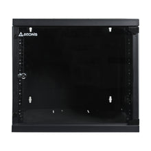 9U Wall-Mount Rack Cabinet, 24" Depth, Glass Door Pre-Assembled