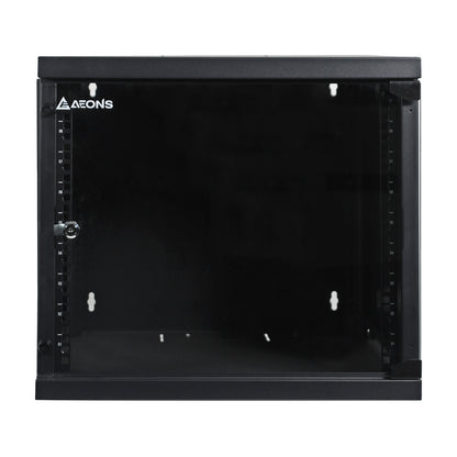 9U Wall-Mount Rack Cabinet, 24" Depth, Glass Door Pre-Assembled