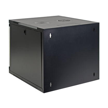 9U Wall-Mount Rack Cabinet, 24" Depth, Glass Door Pre-Assembled